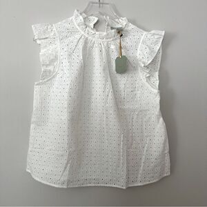 ⭕️ RYEGRASS Top White Ruffle Blouse Size Medium